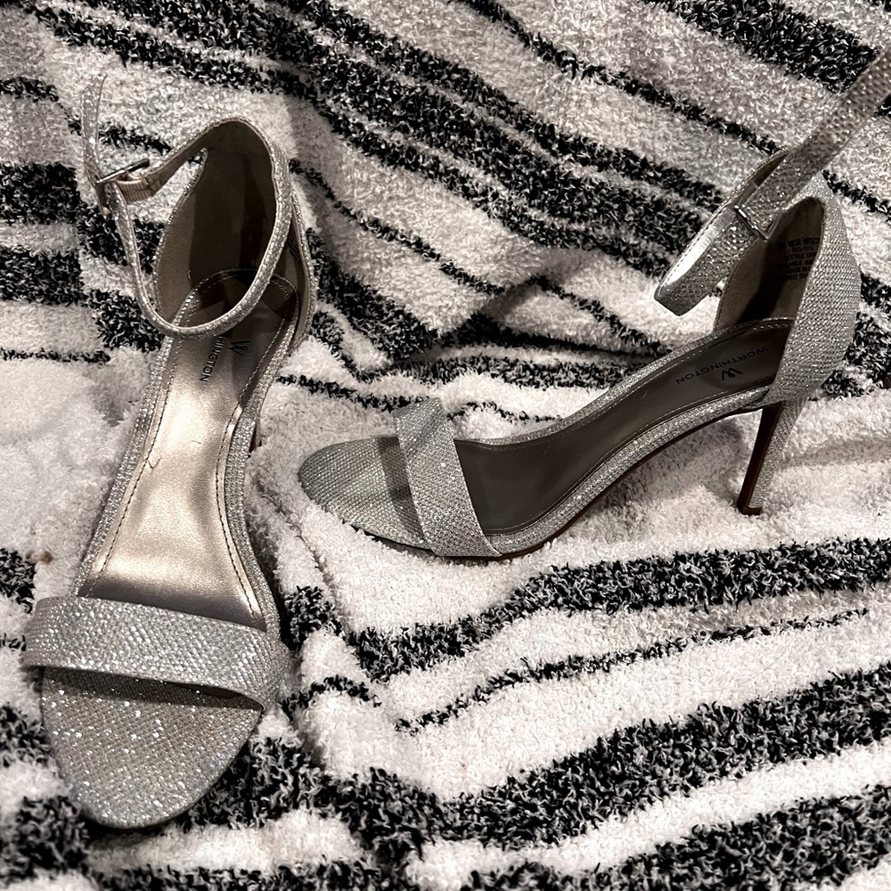 Worthington silver heels, size 8, worn once.